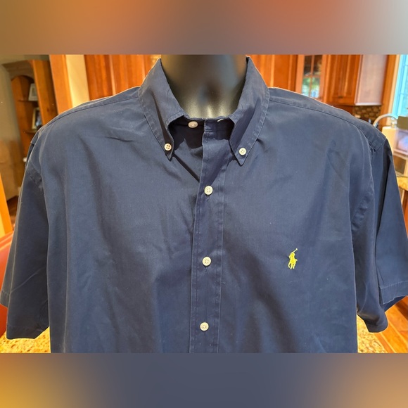 Polo Ralph Lauren Men's short sleeve shirt. Sharp navy‎ blue with logo. Large - Picture 2 of 6
